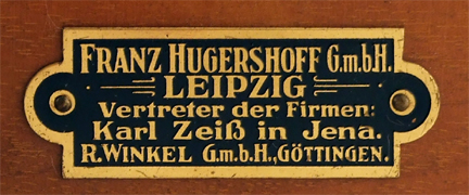 Mikroskop nach W&uuml;lfing, Winkel-Zeiss No. 28353: H&auml;ndlerschild