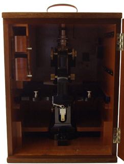 Carl Zeiss Jena Mikroskop Stativ ID f&uuml;r Gehirnschnitte in Kasten