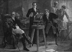 Fraunhofer erkl&auml;rt seinen Freunden den Spektrometer