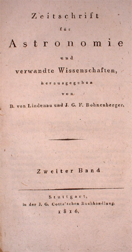 Zeitschrift f&uuml;r Astronomie 1816