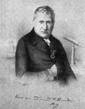 Georg Merz; Abb. aus: A. Seitz: Die UTZSCHNEIDER=FRAUNHOFERsche optische Werkst&auml;tte nach FRAUNHOFERs Tode und das Leben GEORG MERZs, des ersten Besitzers der Anstalt UTZSCHNEIDERs; Deutsche Optische Wochenschrift, Nr. 8, 1929, S.107