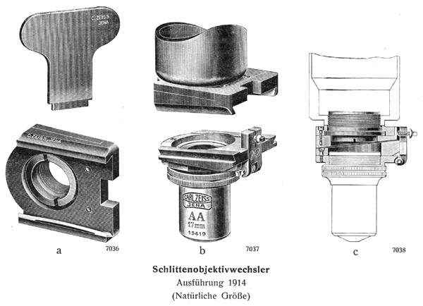 Abbildung aus: Gebrauchsanweisung f&uuml;r den Schlittenobjektivwechsler; Mikro 82; Carl Zeiss Jena; 1929 