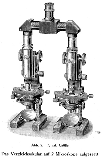 Zeiss Vergleichsokular; Abb. aus: Carl Zeiss Jena: Vergleichsokular f&uuml;r Mikroskope; Mikro 361; Jena 1924